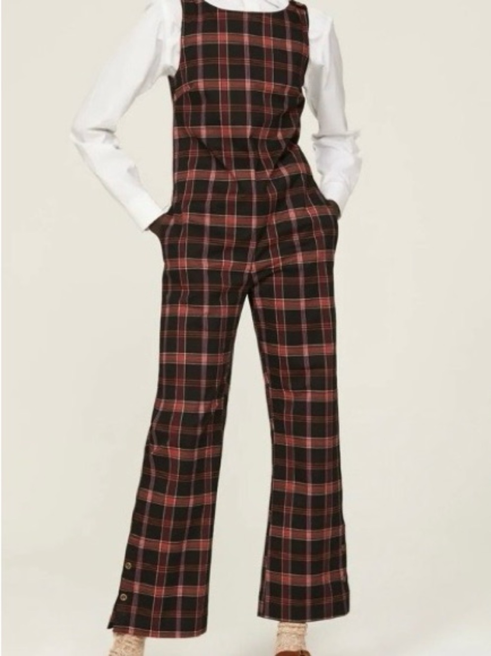 Pamela Love Black and Red Plaid Jumpsuit
